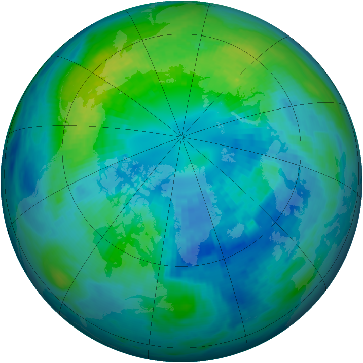 Arctic ozone map for 08 October 1992